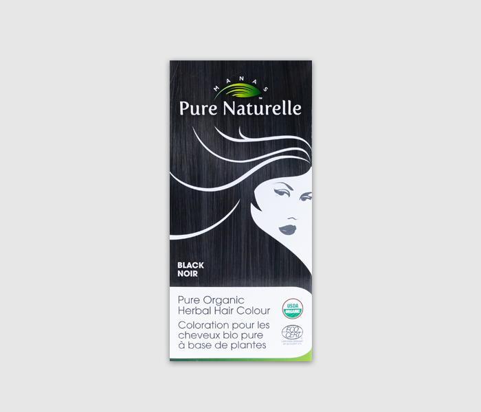 BLACK - Pure Organic, Manas PURE NATURELLE Herbal Hair Colour - USDA Approved, Certified Organic By ECOCERT SA