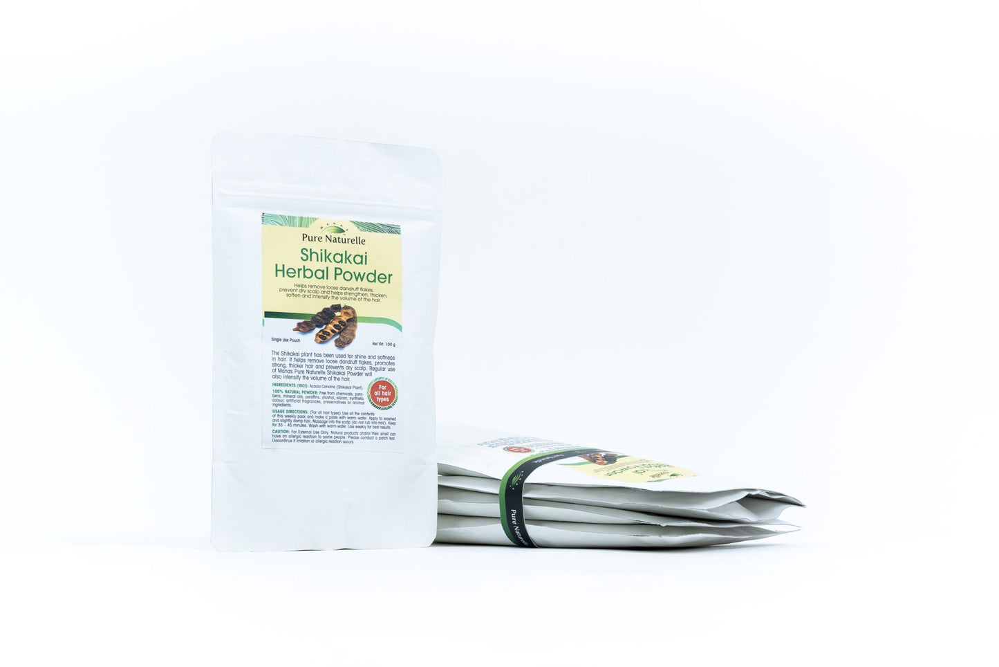 Fights dandruff, prevents dry scalp, trengthens, thickens, softens hair... Manas Pure Naturelle  100% Natural Shikakai Herbal Powder for all hair types (4 Weekly Single Use Pouches)